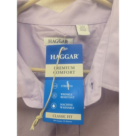 Haggar Dress Shirt Mens Size 18- 18.5 36/37 Purple Long Sleeve Collared - Picture 2 of 9